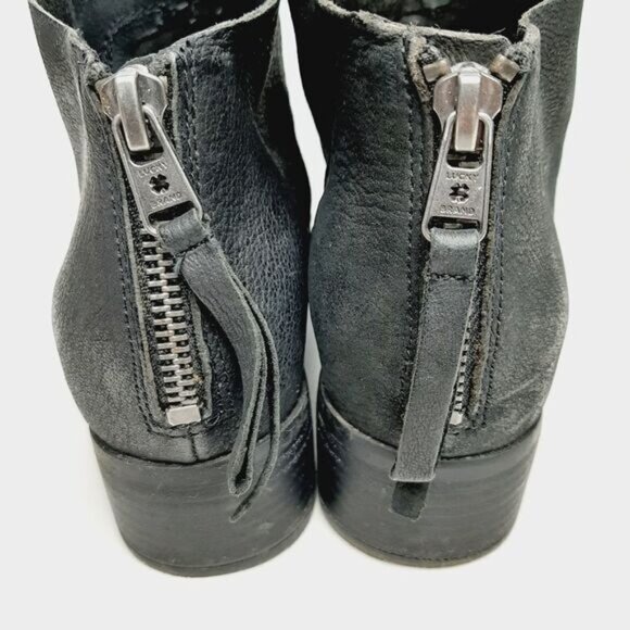 LUCKY BRAND Short Ankle Chelsea Bootie Black Nubuck Leather Low Heel Sz 6 M - Picture 5 of 13